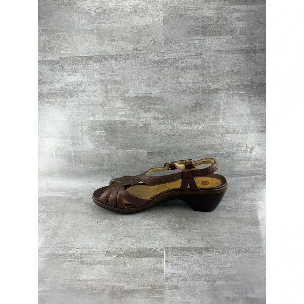 Clarks Unstructured Bronze Leather Strappy Slingback Wedge Sandals Women Sz 8M